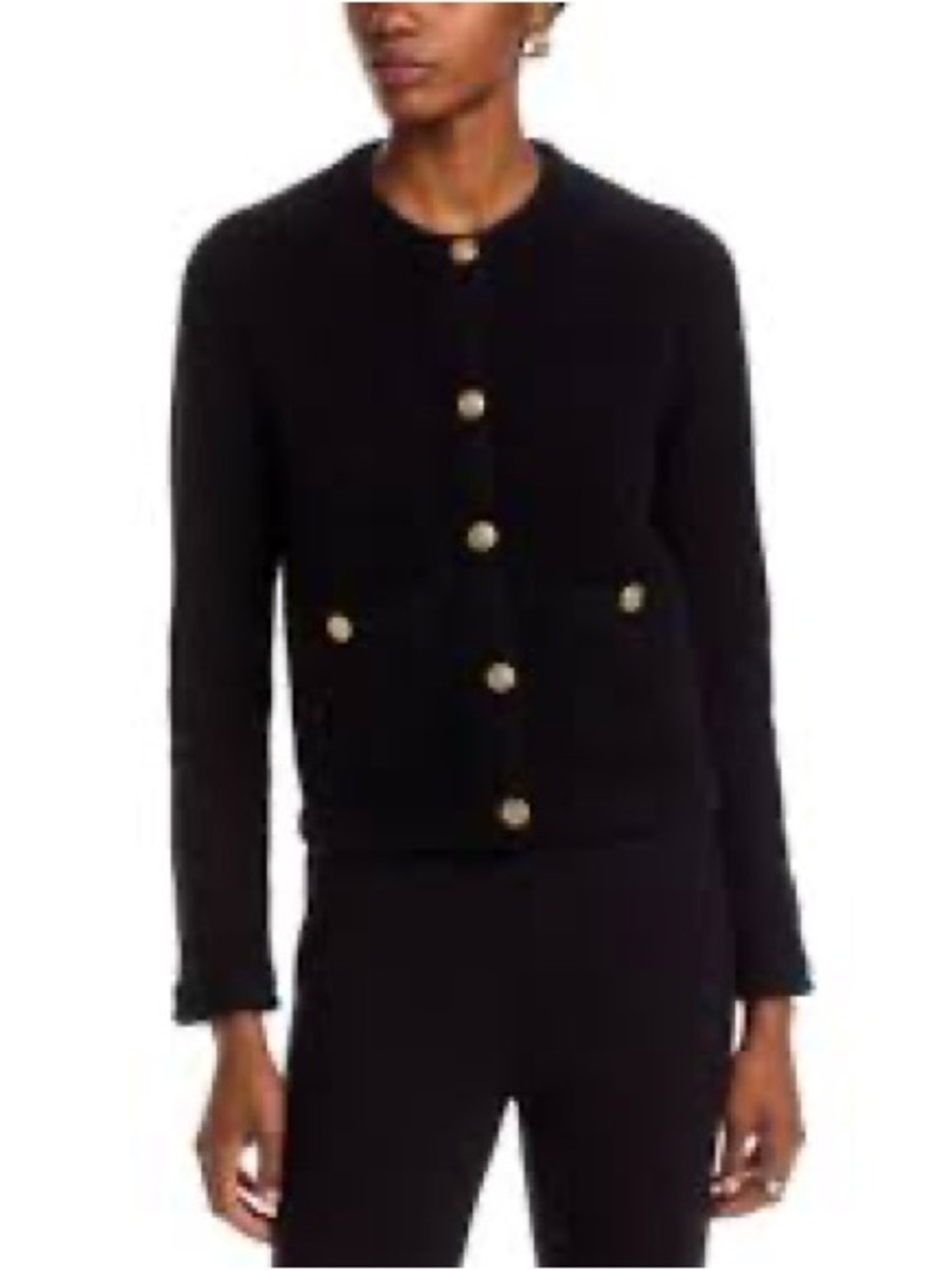 C by Bloomingdale's Cashmere
100% Cashmere Chevron Trim Cardigan Black L